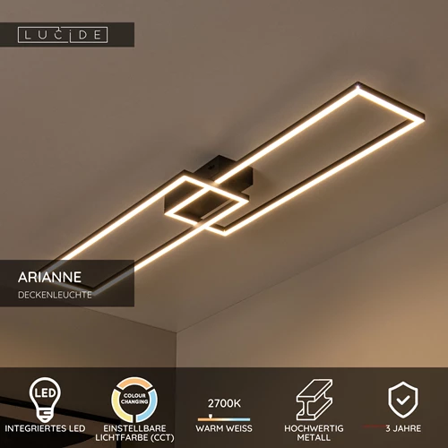 Lucide ARIANNE - Deckenleuchte - LED - CCT - 1x23W 2700K/4000K - Schwarz - USP